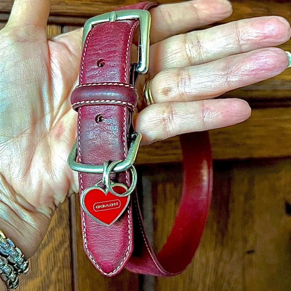 Vintage Coach Red Leather Dog Collar Size L